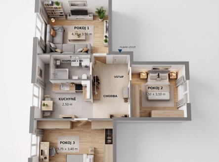 Prodej bytu, 3+1, 67 m²