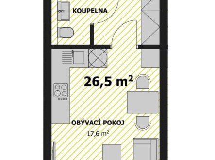Pronájem bytu, 1+kk, 25 m²