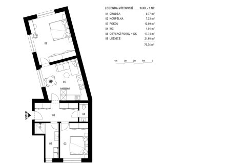 Prodej bytu, 3+kk, 70 m²