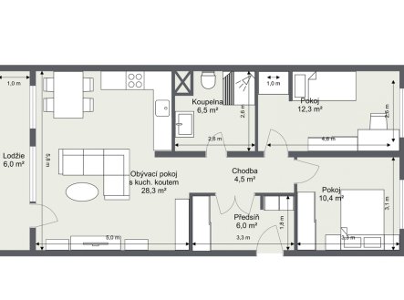 Prodej bytu, 3+kk, 75 m²