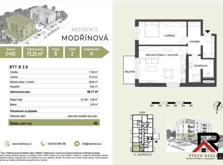 Pronájem bytu, 2+kk, 73 m²