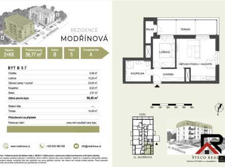 Pronájem bytu, 2+kk, 56 m²