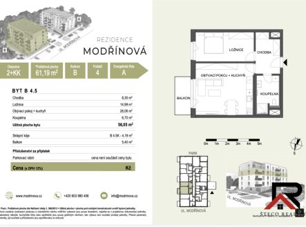 Pronájem bytu, 2+kk, 61 m²
