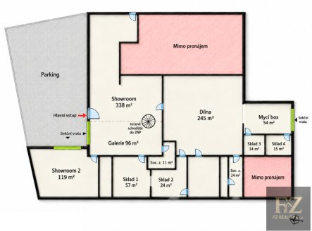 Pronájem obchodní prostory, 996 m²
