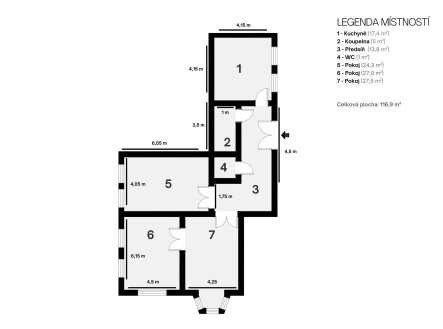 Prodej bytu, 3+1, 117 m²
