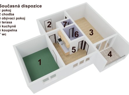 Prodej bytu, 3+kk, 57 m²