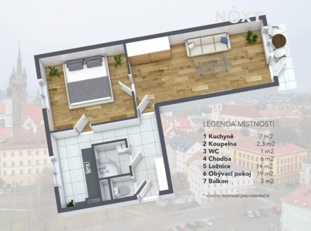 Pronájem bytu, 2+1, 52 m²