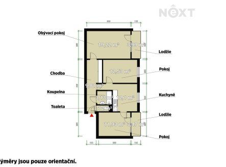 Pronájem bytu, 3+1, 70 m²