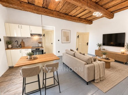 Vizualizace_obývací část | Pronájem bytu, 2+kk, 48 m²