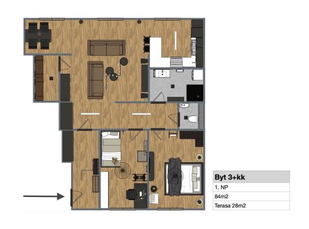 Prodej bytu, 2+kk, 57 m²