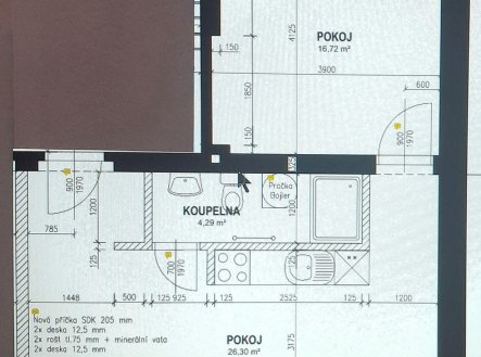 Pronájem bytu, 2+kk, 48 m²