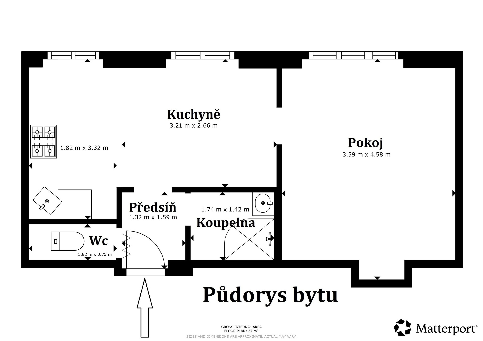 Půdorys bytu Tmaň