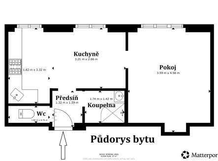 Pronájem bytu, 2+kk, 38 m²