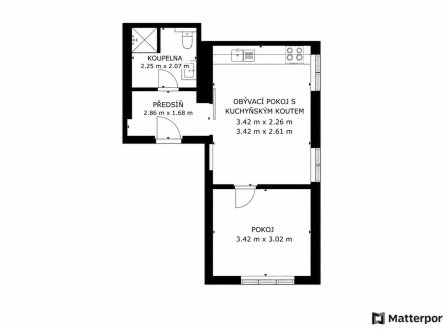 Pronájem bytu, 2+kk, 38 m²