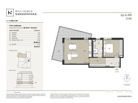 Prodej bytu, 2+kk, 62 m²