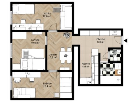 Prodej bytu, 3+1, 62 m²
