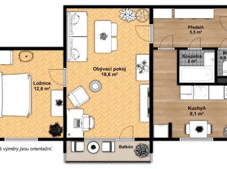 Prodej bytu, 2+1, 54 m²