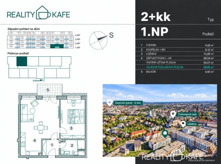 Prodej bytu, 2+kk, 59 m²