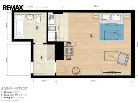 Prodej bytu, 1+kk, 42 m²