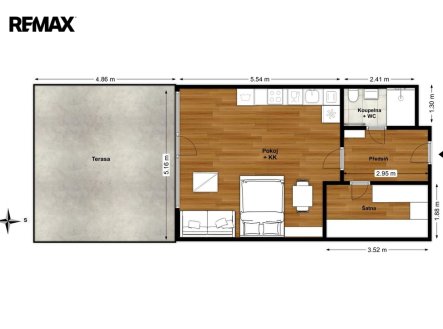 Pronájem bytu, 1+kk, 69 m²