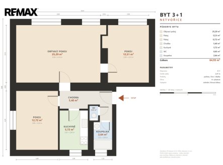 Prodej bytu, 3+1, 64 m²