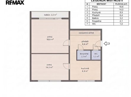Prodej bytu, 2+1, 57 m²