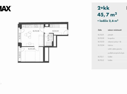 Pronájem bytu, 2+kk, 45 m²