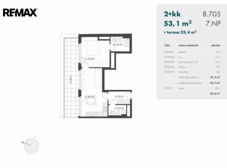 Pronájem bytu, 2+kk, 53 m²