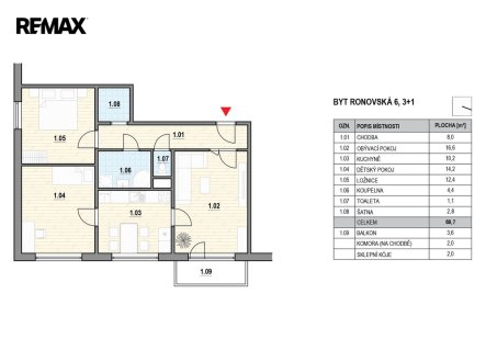 Prodej bytu, 3+1, 77 m²