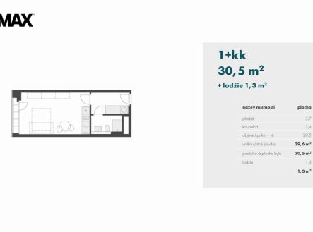 Pronájem bytu, 1+kk, 32 m²