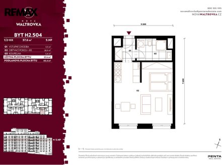 Prodej bytu, 1+kk, 40 m²