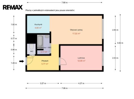 Pronájem bytu, 2+kk, 44 m²