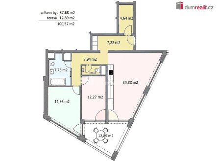 Pronájem bytu, 3+kk, 88 m²