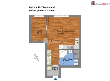 Prodej bytu, 2+kk, 43 m²