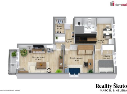 Prodej bytu, 3+1, 65 m²