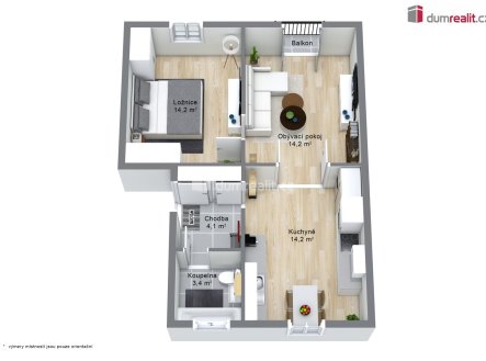 Prodej bytu, 2+1, 58 m²