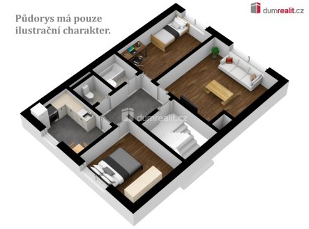 Pronájem bytu, 3+1, 60 m²