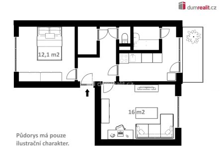 Pronájem bytu, 2+1, 50 m²