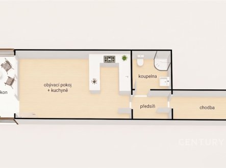Pronájem bytu, 1+kk, 44 m²