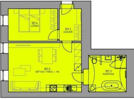 Prodej bytu, 2+kk, 54 m²