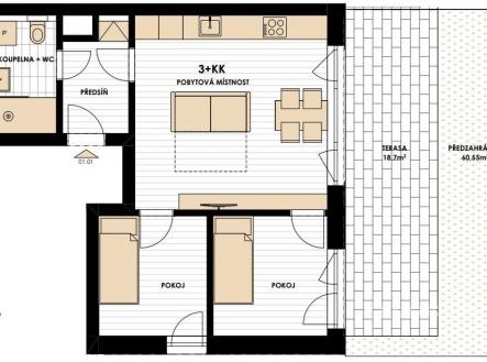 Prodej bytu, 3+kk, 68 m²