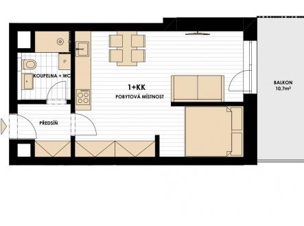 Prodej bytu, 1+kk, 38 m²