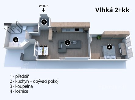 Prodej bytu, 2+kk, 64 m²