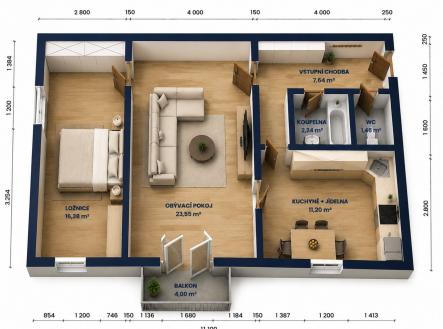 Prodej bytu, 2+1, 66 m²
