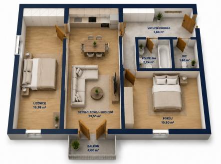 Prodej bytu, 3+kk, 66 m²