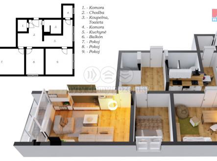 Prodej bytu, 3+1, 66 m²