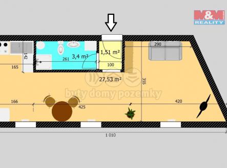 Pronájem bytu, 1+kk, 32 m²