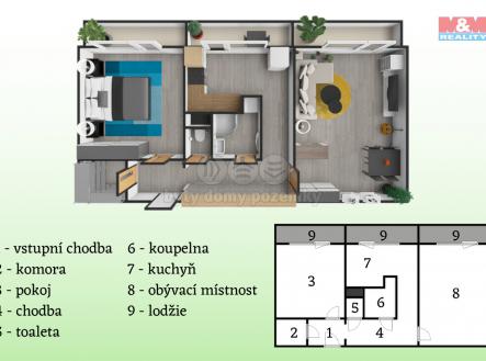 Prodej bytu, 2+1, 52 m²