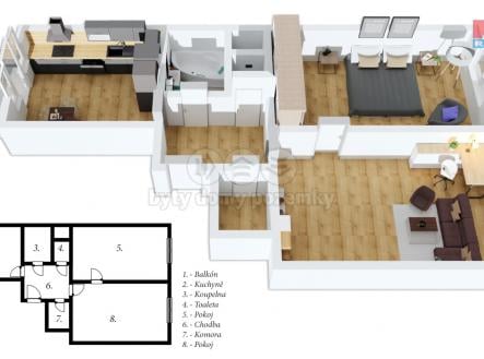 Prodej bytu, 2+1, 60 m²