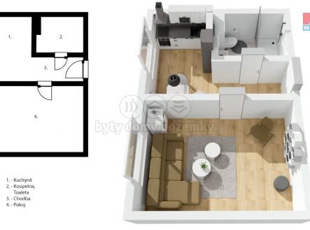 Pronájem bytu, 1+1, 32 m²